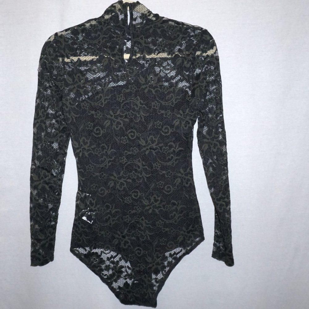 GANNI Flynn Lace Bodysuit size 34 US XS S  forest green  B-20 - Picture 6 of 9